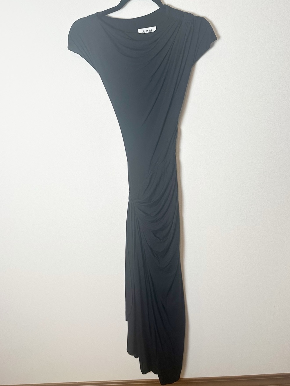 AYM Venus Draped Maxi Dress Black Small - Picture 3 of 9